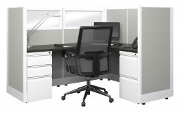L Shaped Cubicle with Power - Systems Series