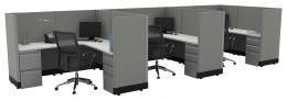 3 Person Cubicle with Power - Systems Series