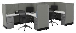 2 Person Cubicle with Power - Systems Series