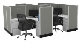 4 Person Cubicle with Power - Systems Series