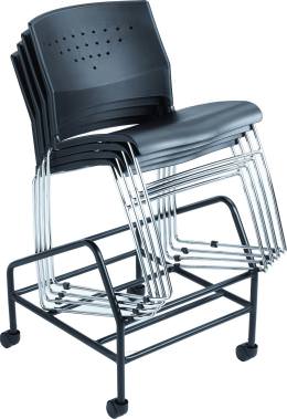 4 Pack of Plastic Stacking Chairs with Dolly