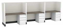 3 Person Call Center Cubicle with Power - Systems