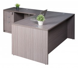 L Shaped Desk with Drawers - Commerce Laminate