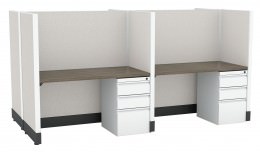 4 Person Call Center Cubicle with Power - Systems Series
