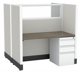 2 Person Call Center Cubicle with Power - Systems Series