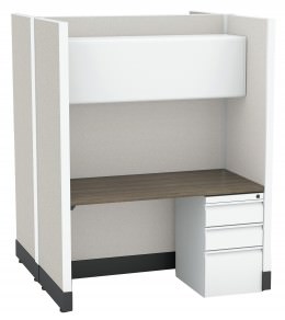 2 Person Call Center Cubicle with Power - Systems Series