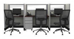 3 Person Call Center Cubicle with Power - Systems Series