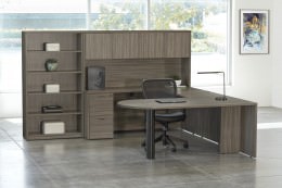 U Shaped Peninsula Desk with Bookcase - Napa Series