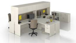 4 Person Workstation Desk with Storage - Concept 300 Series