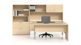 U Shaped Office Desk with Hutch and Lateral Filing Cabinet