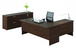 L Shaped Desk with Storage Credenza - Concept 300 Series