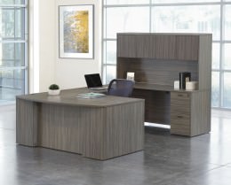 Bow Front U Shaped Desk with Hutch - Napa Series