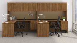 2 Person Desk with Hutch and Drawers - Concept 400E Series