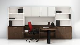 L Shaped Peninsula Desk with Storage - Concept 400E Series