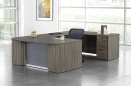 Bow Front U Shape Desk with Drawers - Napa Series