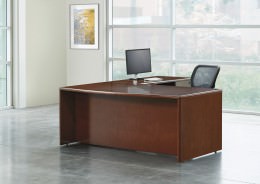 Bow Front L Shaped Desk with Drawers - Sonoma Series