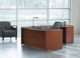 Bow Front L Shaped Desk with Drawers - Sonoma Series