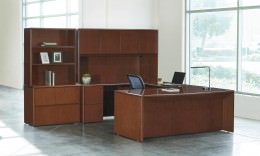 Bow Front U Shape Desk with Storage - Sonoma Series