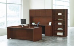 U Shaped Desk with Hutch and Bookcase - Sonoma Series