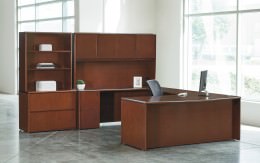 Bow Front U Shape Desk with Storage - Sonoma Series