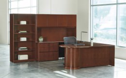 U Shaped Peninsula Desk with Storage - Sonoma