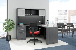 L Shaped Desk with Hutch and Drawers - PL Laminate Series