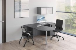 L Shaped Peninsula Desk with Storage - PL Laminate Series
