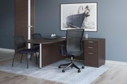 L Shaped Peninsula Desk with Drawers - PL Laminate