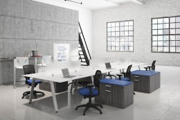 6 Person Workstation with Storage - Elements Series