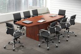 Boat Shaped Conference Room Table and Chairs Set - PL Laminate