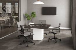 Square Cube Base Modern Conference Room Table and Chairs Set