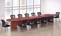 Racetrack Conference Room Table and Stacking Chairs Set - PL Laminate