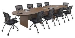 Racetrack Conference Room Table and Nesting Chairs Set - PL Laminate