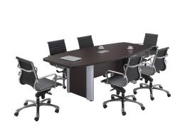 Modern Boat Shaped Conference Room Table and Chairs Set - PL Laminate
