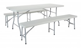 6' Folding Table and Benches Combo - Work Smart