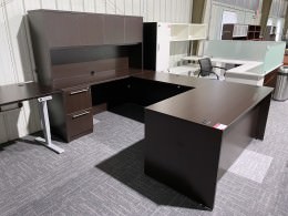 U Shaped Desk with Hutch and Drawers