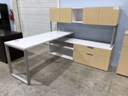 L Shaped Desk with Hutch
