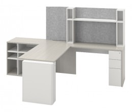 T Shaped Desk with Storage - M