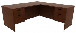 L-Shaped Desk with Drawers - Amber