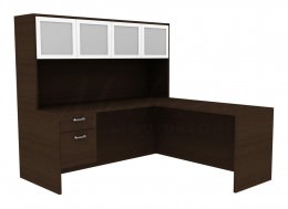 L-Shaped Desk with Hutch - Amber