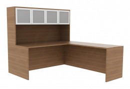L-Shape Desk with Hutch - Amber