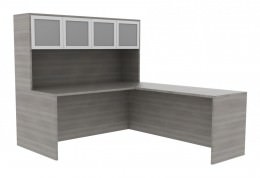 L-Shape Desk with Hutch - Amber