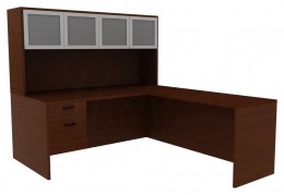 L-Shaped Desk with Hutch - Amber