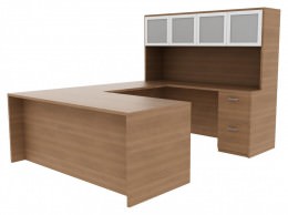 Desk with Hutch and Drawers - Amber