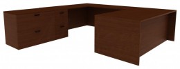 U Shape Desk with File Cabinet - Amber