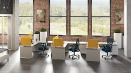 3 Person Desk with Privacy Panels