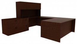 U-Shaped Desk with Storage - Amber