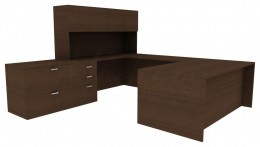 Desk with Drawers and Shelves - Amber