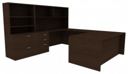 Desk with Bookcase - Amber