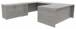 U-Shaped Desk with Storage - Amber